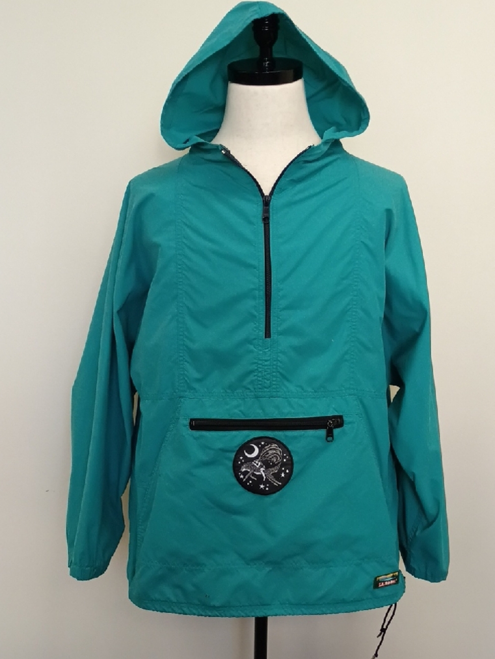L.L. Bean Teal Hooded Windbreaker Anorak Size Medium